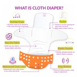 Bembika Reusable Cloth Diaper With Bamboo Charcoal Inserts - Orange image 4