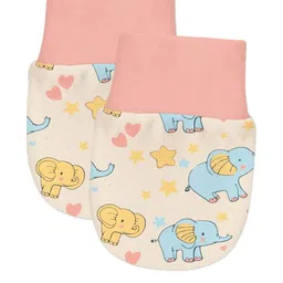 Adhigams Biege 6-12 Months unisexBaby Elephant Newborn Cotton Hand Gloves Set with-30