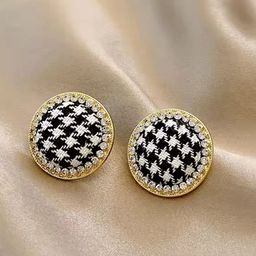 Bienvene Gold-Plated Rhinestone Studded Circular Shaped Studs-14