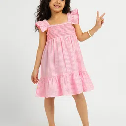 Somersault Girls Striped Cotton Fit & Flare Dress-image-24
