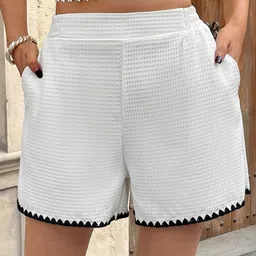 bebe Women Checked Regular Fit Mid-Rise Shorts-image-71