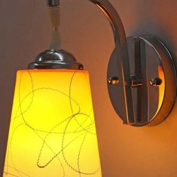 Somil Premium Designer Glass Wall / Night Lamp Elegant & Stylish Dcor Accent for Modern Interiors, color, Yellow, White, Size:- 19.5 X 23.5 X 26 CM-110