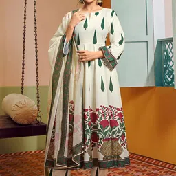 TARANJAL Women Ethnic Motifs Printed Regular Kurta with Trousers & With Dupatta-1