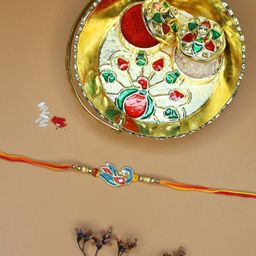 Anouk Beaded Rakhi With Pooja Thali & Roli Chawal & Greetings Card-image-65