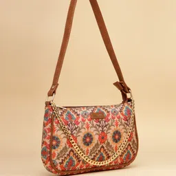 Anouk Ethnic Motifs Printed PU Structured Shoulder Bag with Quilted image 3