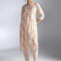 House Of Dharaa Floral Printed Straight Kurta With Trousers-55