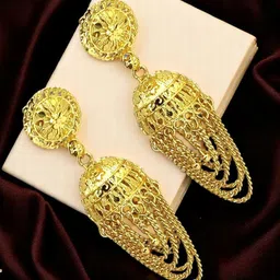 FEMMIBELLA Gold-Plated Dome Shaped Ornate Layered Jhumkas-70