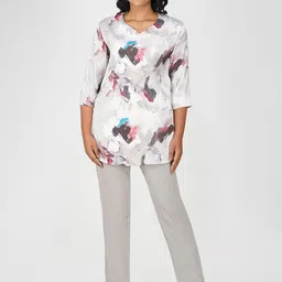 Bindigasm Abstract Printed V-Neck Tunic With Trousers-image-17