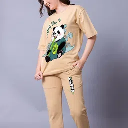 Lazy Lush Like A Panda Printed T-Shirt & Track Pant Co-Ords Set image 5