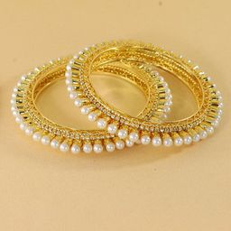 LAVAZZA Set Of 2 Crystal Stone Studded & Beaded Bangles-53