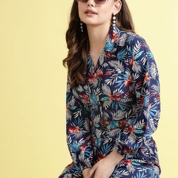 BEING NAUGHTY Women Floral Print Crepe Shirt Style Crop Top-image-92
