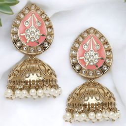 Anouk Gold Plated Artificial Stones Studded Dome Shaped Jhumkas-53