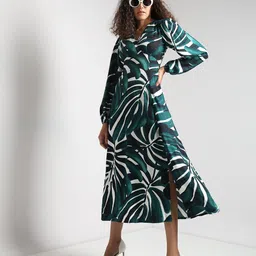 Vero Moda Women Tropical Print Bishop Sleeve Fit & Flare Midi Dress-image-43