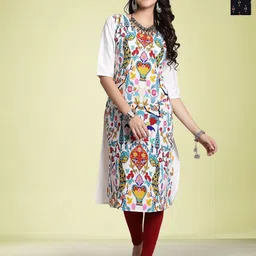 Moda Rapido Pack Of 2 Ethnic Motifs Printed Round Neck Straight Kurtas-image-90