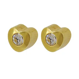 STUDEX Stainless Steel 24K Pure Gold Plated Crystals Studded Bezel Heart Shaped Studs-89