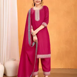 Siya Fashion Women Embroidered Regular Thread Work Kurta with Trousers & With Dupatta-picture-27