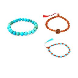 Divine souvenirs Unisex Set Of 3 Artificial Beaded Elasticated Bracelet-98