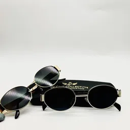 DEXENT COLLECTION Unisex Black Lens & Steel-Toned Oval Sunglasses with-picture-3