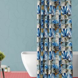 ArtzFolio Blue & White Printed Waterproof Shower Curtain-image-100
