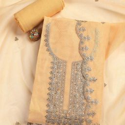 Meena Bazaar Floral Embroidered Thread Work Unstitched Dress Material-image-26
