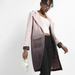 Suede Color Block Coat For Women-image-39