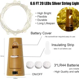 trust ware 20 LEDs 2 m Yellow Flickering, Steady String Rice Lights image 4