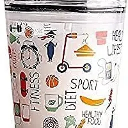 Multipurpose Drinking cup with Silicone Straw and Glass Lid Random Design Glass Coffee Mug-picture-22
