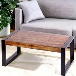 Ikiriya Coffee Brown Textured Wood Contemporary Teak Finish Coffee Table-image-56