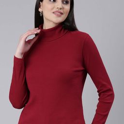 TWIN BIRDS Turtle Neck Ribbed T-shirt-image-91