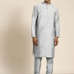 SOJANYA Men Grey Kurta with Churidar-image-33