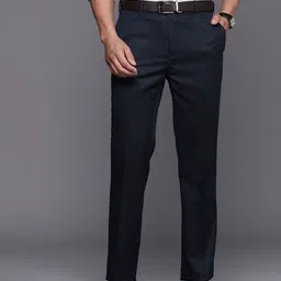 Raymond Men Solid Flat Front Formal Trousers-image-80