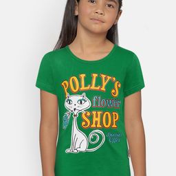 SINI MINI Girls Green Printed Round Neck T-shirt-image-45