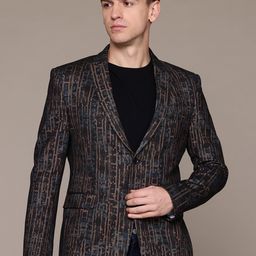 ESSAS club Abstract Print Single-Breasted Slim Fit Casual Blazer-78