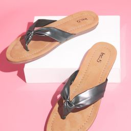 Inc 5 Women Gunmetal-Toned Bows Flats-43