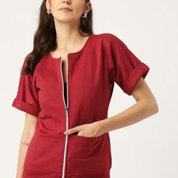 BRINNS Women Maroon Solid Tailored Jacket-image-63