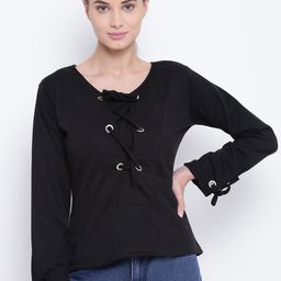 Belle Fille Women Black Solid Winter Top-picture-20