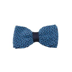 Tossido Blue Woven Design Bow Tie-image-55