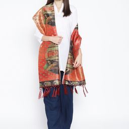 Shaily Orange & Black Printed Dupatta-44