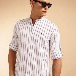 French Connection Self Striped Slim Fit Casual Shirt-image-58