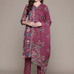 Readiprint Fashions Floral Printed Thread Work Pure Cotton Kurta Set-picture-45