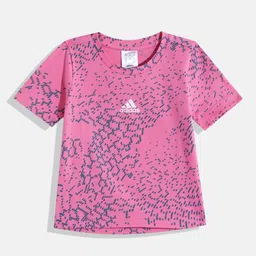 ADIDAS Girls Pure Cotton Geometric Printed AOP T-shirt-picture-32