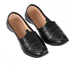 Aristitch Men Black Leather Slip on Mojaris-image-36