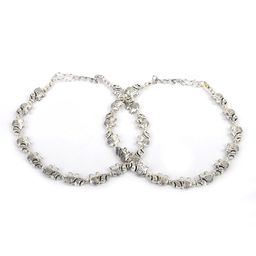 Priyaasi Set Of 2 Silver-Plated Elephant Motif Design Handcrafted Anklets image 2