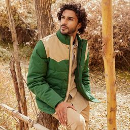Celio Men Green Colourblocked Padded Jacket-image-49