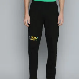 HRX By Hrithik Roshan Lifestyle Men Jet Black Bio-Wash Brand Carrier Track Pants-picture-36