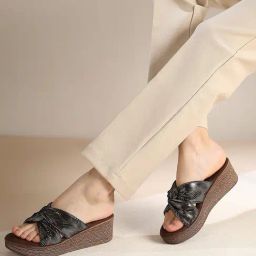 Inc.5 Women's Antique Gold Cross Strap Wedges-image-93