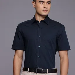 Louis Philippe Pure Cotton Self Design Classic Fit Textured Formal Shirt-image-55
