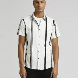 Pepe Jeans White Cotton Regular Fit Striped Shirt-image-85