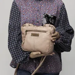 Art N Vintage Bettina Blush Pink Leather Textured Medium Sling Handbag-picture-7