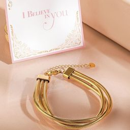DressBerry Stainless Steel 18K Gold-Plated Anti-tarnish Triple Layer Cuff Bracelet-42